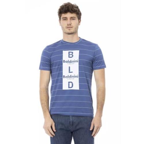 Chique Blauw Katoenen T-shirt Baldinini , Blue , Heren