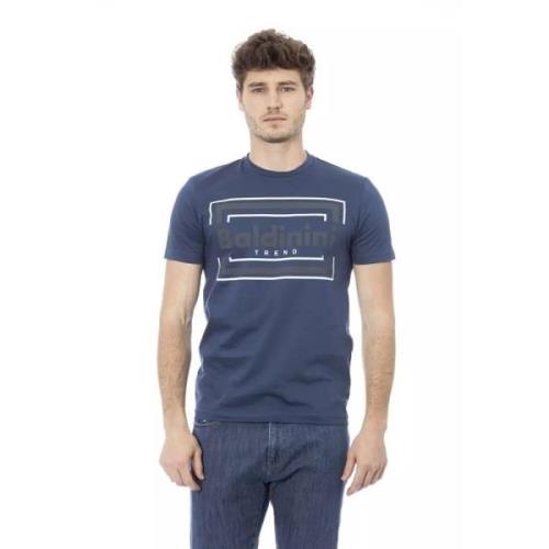 Blauw Katoenen Trendy T-shirt Baldinini , Blue , Heren