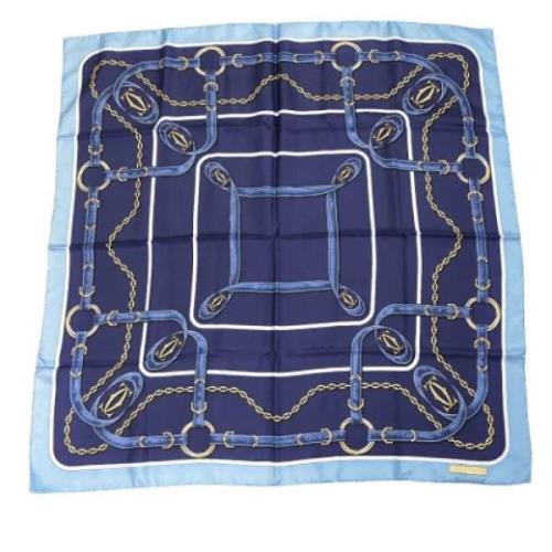 Pre-owned Silk scarves Cartier Vintage , Blue , Dames