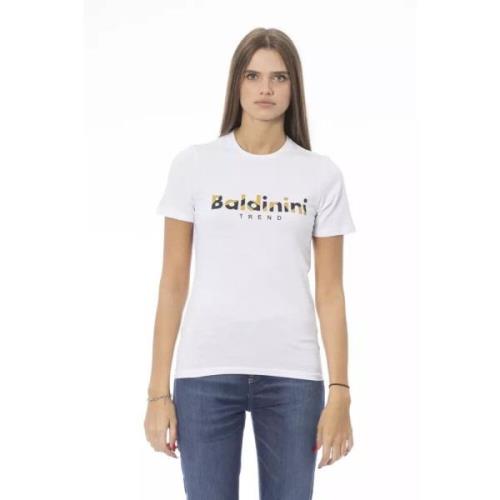 Trendy Witte Katoenen Tops T-Shirt Baldinini , White , Dames