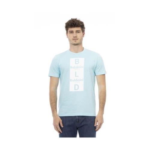 Elegante lichtblauwe katoenen T-shirt Baldinini , Blue , Heren