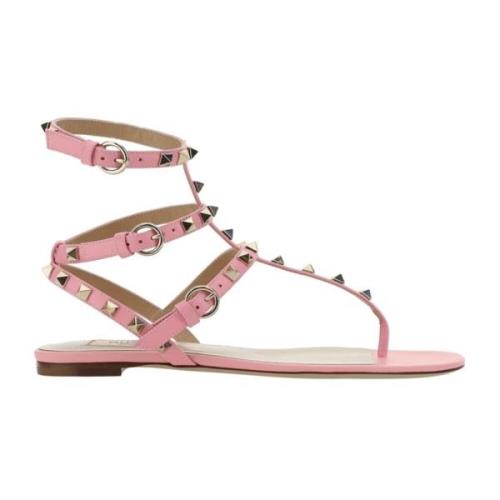 Roze Leren Sandalen Ss22 Valentino Garavani , Pink , Dames