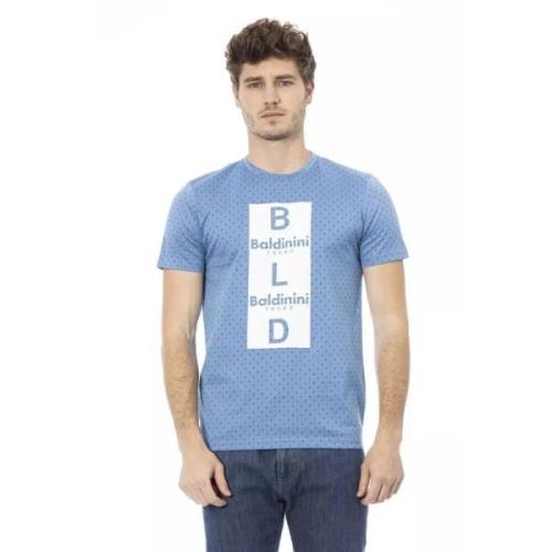 Elegante lichtblauwe katoenen T-shirt Baldinini , Blue , Heren