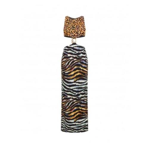 Lange jurk met dierenprint en veelkleurig patroon Just Cavalli , Multi...