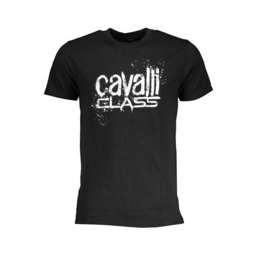 Zwart Bedrukt Logo T-Shirt Cavalli Class , Black , Heren