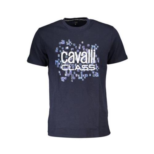 Print Logo Ronde Hals T-Shirt Cavalli Class , Blue , Heren
