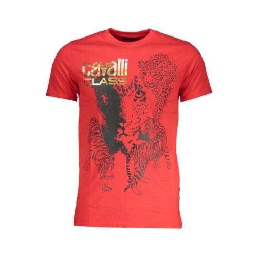 Print Logo Ronde Hals T-Shirt Cavalli Class , Red , Heren