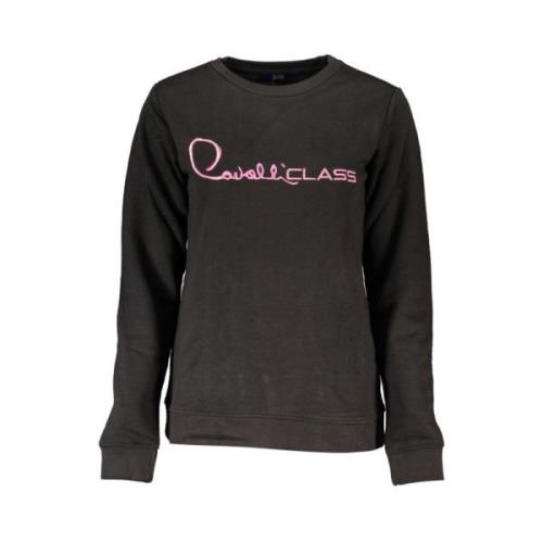 Zwarte Katoenen Sweatshirt Geborduurd Logo Cavalli Class , Black , Her...