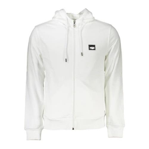 Heren Hoodie met Rits en Geborduurd Logo Cavalli Class , White , Heren