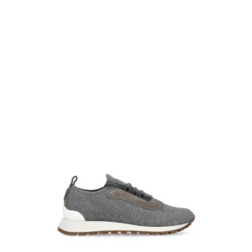 Grijze Gebreide Sneakers met Diamant Detail Brunello Cucinelli , Gray ...