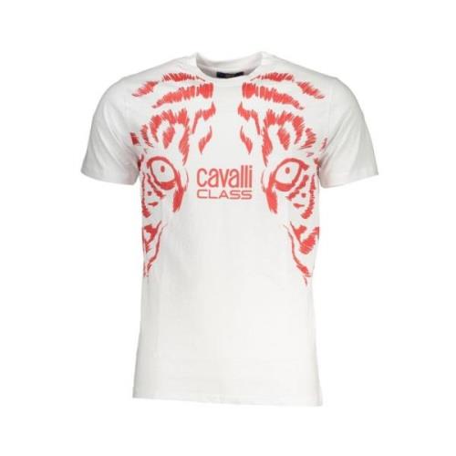 Gedrukt Logo Ronde Hals T-Shirt Cavalli Class , White , Heren