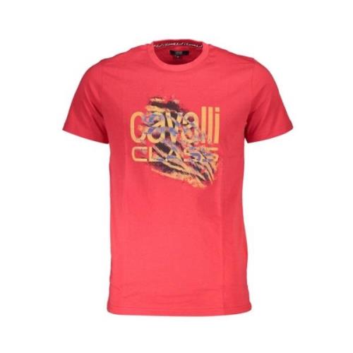 Gedrukt Logo Ronde Hals T-Shirt Cavalli Class , Pink , Heren