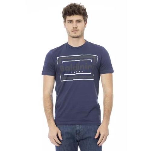 Blauw Katoenen Trendy T-Shirt Baldinini , Blue , Heren