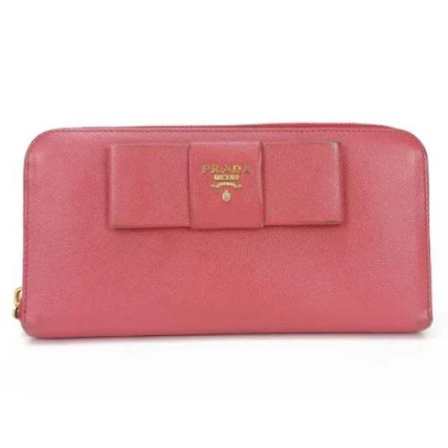 Pre-owned Leather wallets Prada Vintage , Pink , Dames