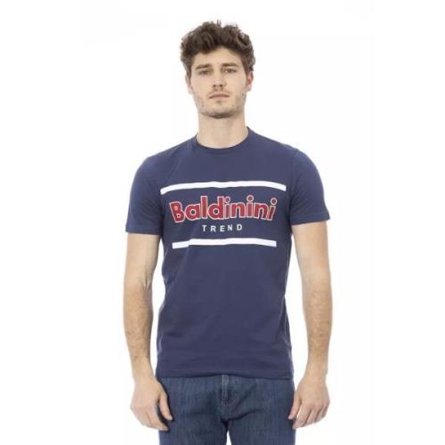 Blauw Katoenen Trendy T-shirt Baldinini , Blue , Heren