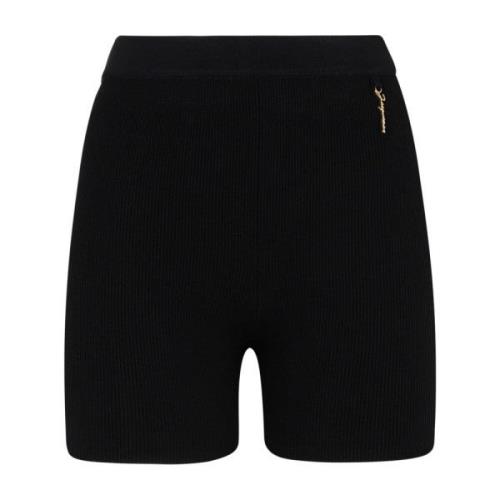 Zwarte Geribbelde Hoge Taille Shorts Jacquemus , Black , Dames