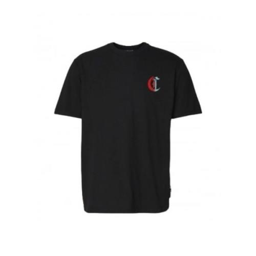 Katoenen Logo Crewneck T-shirt Just Cavalli , Black , Heren