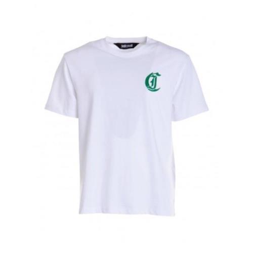 Fluweel Logo T-shirt Korte mouwen Ruime pasvorm Just Cavalli , White ,...