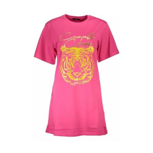 Stijlvol Roze Katoenen T-Shirt Cavalli Class , Pink , Dames