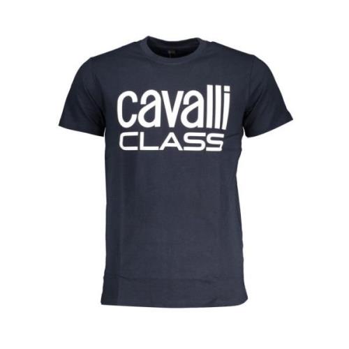 Gedrukt Logo Ronde Hals T-Shirt Cavalli Class , Blue , Heren