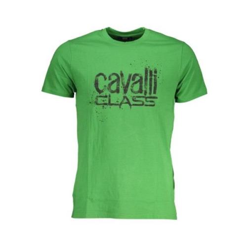 Print Logo Ronde Hals T-Shirt Cavalli Class , Green , Heren