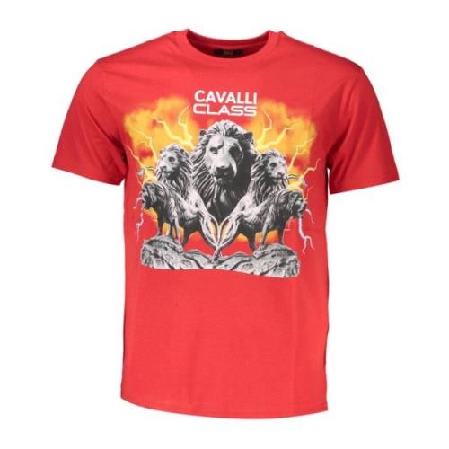 Stijlvolle Logo Print T-shirt Cavalli Class , Red , Heren