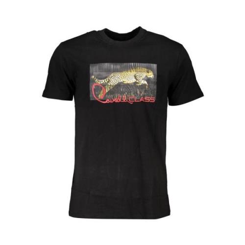 Zwart Bedrukt Logo T-Shirt Cavalli Class , Black , Heren