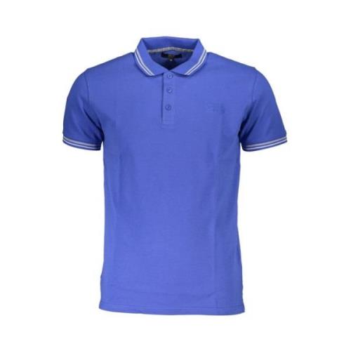 Blauw Katoenen Poloshirt Geborduurd Logo Cavalli Class , Blue , Heren