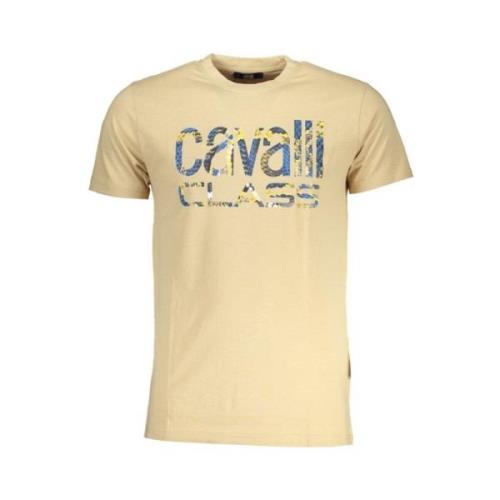 Print Logo Ronde Hals T-Shirt Cavalli Class , Beige , Heren