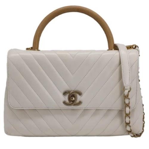 Pre-owned Leather handbags Chanel Vintage , White , Dames