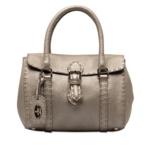 Pre-owned Leather handbags Fendi Vintage , Gray , Dames