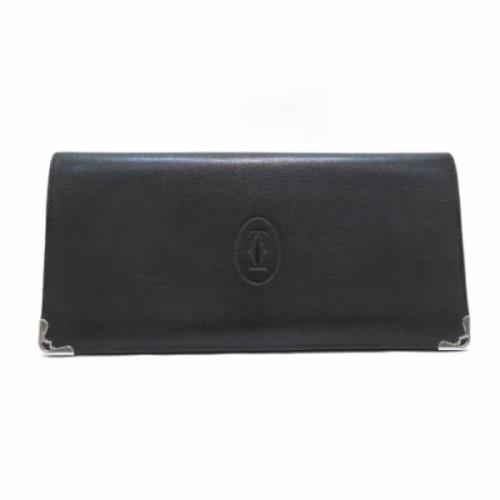 Pre-owned Leather wallets Cartier Vintage , Black , Heren