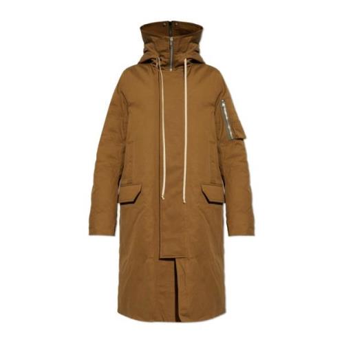 Lange parka Megamarka Rick Owens , Brown , Heren