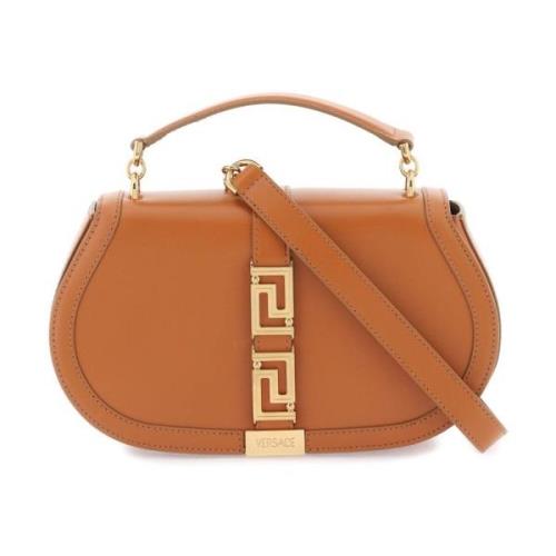 Greca Goddess Leren Schoudertas Versace , Brown , Dames