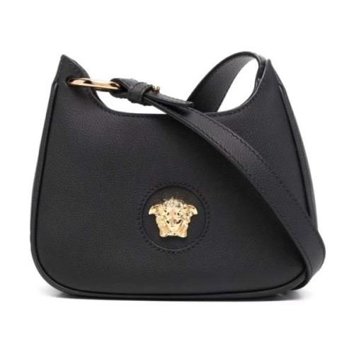 Stijlvolle Leren Tas Versace , Black , Dames