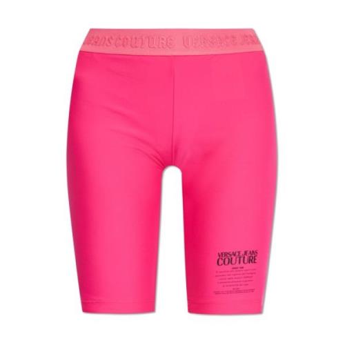 Korte leggings met logo Versace Jeans Couture , Pink , Dames