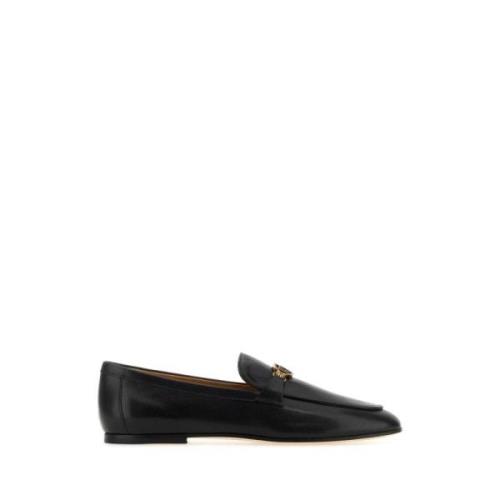 Klassieke Zwarte Leren Loafers Tod's , Black , Dames