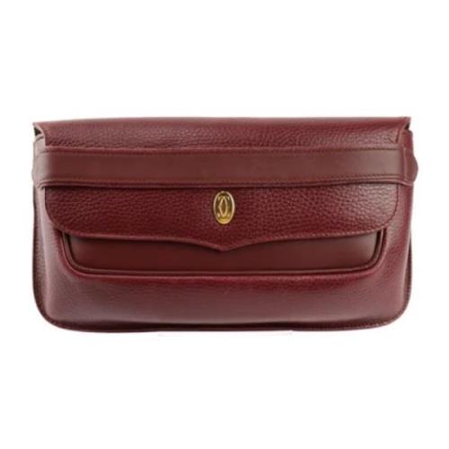 Pre-owned Leather clutches Cartier Vintage , Red , Dames