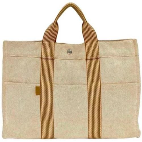 Pre-owned Fabric totes Hermès Vintage , Beige , Dames