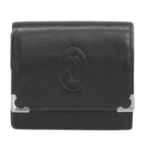 Pre-owned Leather wallets Cartier Vintage , Black , Dames