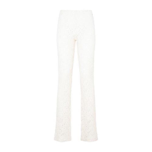 Witte Bloemenkant Bootcut Broek Chloé , Beige , Dames