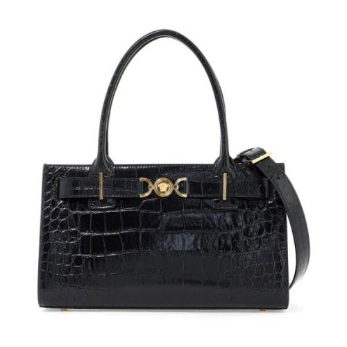 Krokodileffect Medusa '95 Tote Tas Versace , Black , Dames