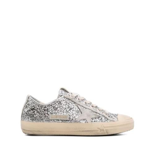 Glitter V-Star Sneakers Golden Goose , Gray , Dames