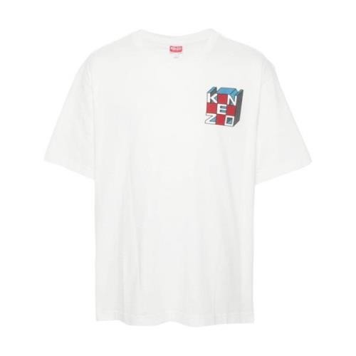 Katoen Jersey Logo Print T-shirt Kenzo , White , Heren