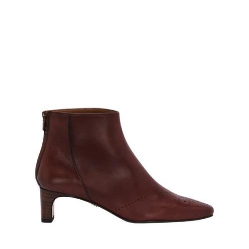 Burgundy Calfskin Smithson Zipper Ankle Boots Lottusse , Red , Dames