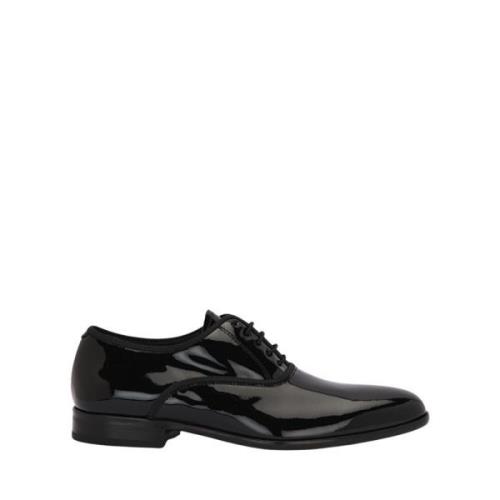 Zwarte kalfsleren Regency Oxford met veters Lottusse , Black , Heren