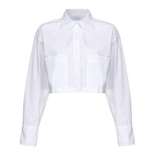 Boxy Poplin Overhemd Pinko , White , Dames