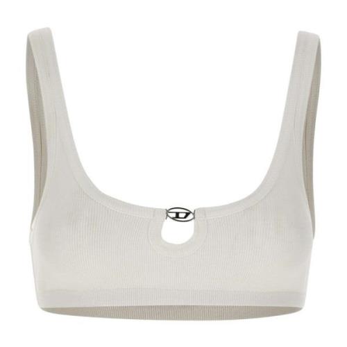 Ribbed Bralette Wit Steen Gewassen Diesel , White , Dames