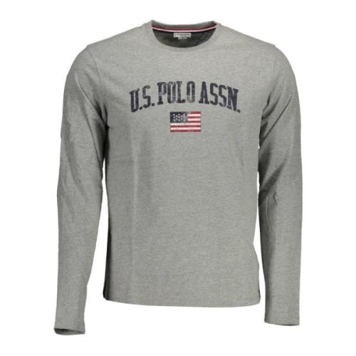 Elegant grijs bedrukt langarmig T-shirt U.s. Polo Assn. , Gray , Heren