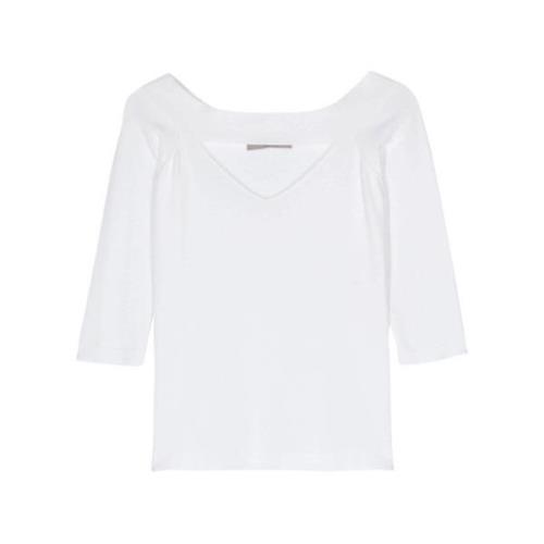 Geribbelde Boothals Top D.Exterior , White , Dames